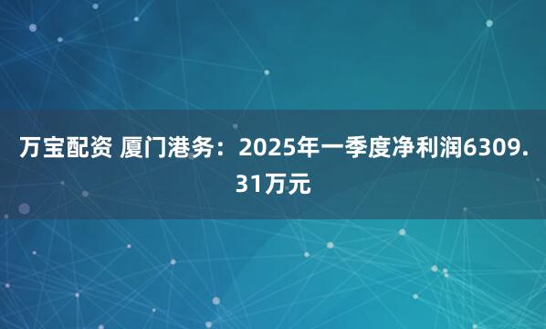万宝配资 厦门港务：2025年一季度净利润6309.31万元